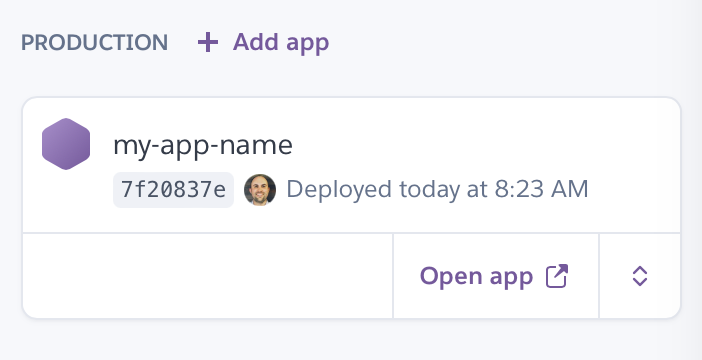 A deployed commit without any indication of build status